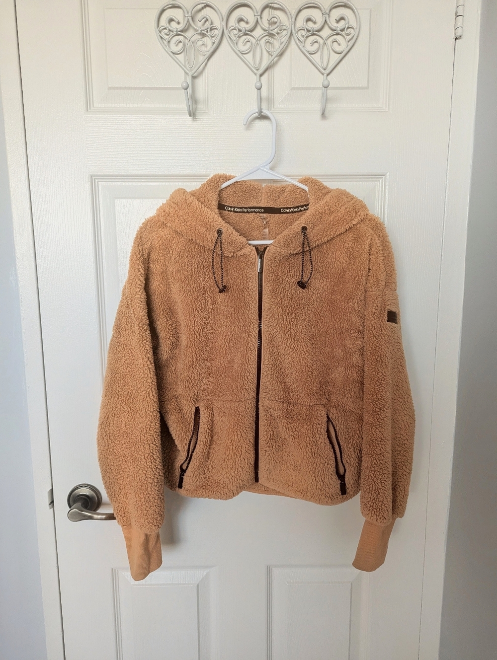 Calvin Klein Performance Taupe/Brown Sherpa Hoodie Jacket